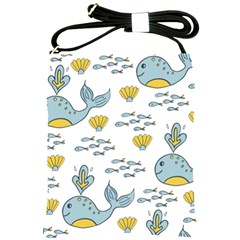 Cartoon Whale Seamless Background Pattern Shoulder Sling Bag