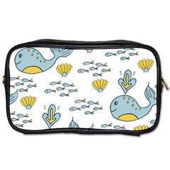 Cartoon Whale Seamless Background Pattern Toiletries Bag (one Side) by Jancukart