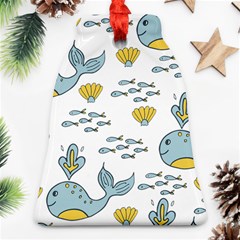 Cartoon Whale Seamless Background Pattern Ornament (bell)