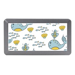 Cartoon Whale Seamless Background Pattern Memory Card Reader (mini)