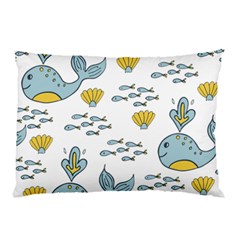 Cartoon Whale Seamless Background Pattern Pillow Case (two Sides) by Jancukart