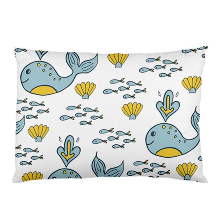 Cartoon Whale Seamless Background Pattern Pillow Case (Two Sides)