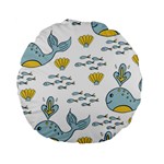 Cartoon Whale Seamless Background Pattern Standard 15  Premium Round Cushions Front