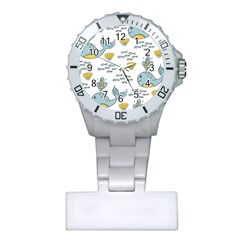 Cartoon Whale Seamless Background Pattern Plastic Nurses Watch