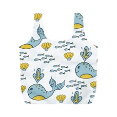 Cartoon Whale Seamless Background Pattern Full Print Recycle Bag (m) by Jancukart