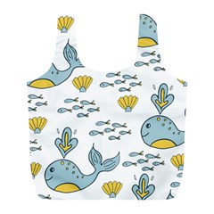 Cartoon Whale Seamless Background Pattern Full Print Recycle Bag (l) by Jancukart