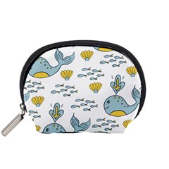 Cartoon Whale Seamless Background Pattern Accessory Pouch (small) by Jancukart