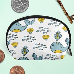 Cartoon Whale Seamless Background Pattern Accessory Pouch (large) by Jancukart