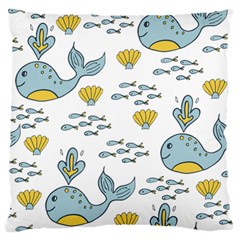 Cartoon Whale Seamless Background Pattern Large Flano Cushion Case (one Side) by Jancukart