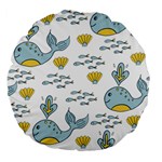 Cartoon Whale Seamless Background Pattern Large 18  Premium Flano Round Cushions Front