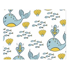 Cartoon Whale Seamless Background Pattern Double Sided Flano Blanket (large)  by Jancukart