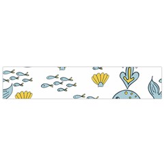 Cartoon Whale Seamless Background Pattern Small Flano Scarf