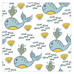 Cartoon Whale Seamless Background Pattern Square Satin Scarf (36  X 36 )