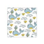 Cartoon Whale Seamless Background Pattern Satin Bandana Scarf 22  x 22  Front