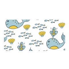 Cartoon Whale Seamless Background Pattern Satin Wrap 35  X 70 