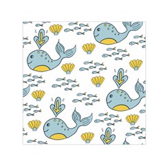 Cartoon Whale Seamless Background Pattern Square Satin Scarf (30  X 30 ) by Jancukart