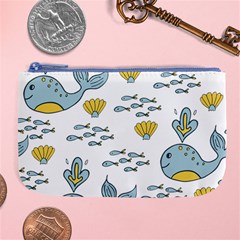 Cartoon Whale Seamless Background Pattern Large Coin Purse