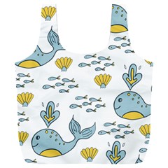 Cartoon Whale Seamless Background Pattern Full Print Recycle Bag (xxl) by Jancukart