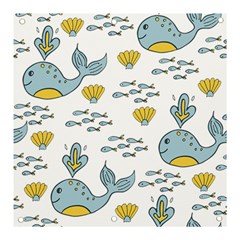 Cartoon Whale Seamless Background Pattern Banner And Sign 3  X 3 