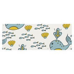 Cartoon Whale Seamless Background Pattern Banner And Sign 8  X 3  by Jancukart