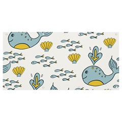 Cartoon Whale Seamless Background Pattern Banner And Sign 8  X 4 