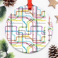 Tube Map Seamless Pattern Ornament (round)