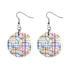 Tube Map Seamless Pattern Mini Button Earrings by Jancukart