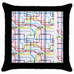 Tube Map Seamless Pattern Throw Pillow Case (black)