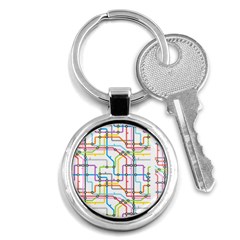 Tube Map Seamless Pattern Key Chain (round)