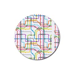 Tube Map Seamless Pattern Rubber Round Coaster (4 Pack)