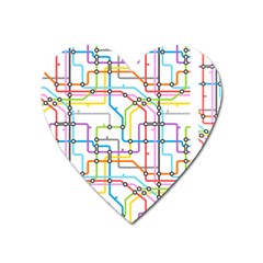 Tube Map Seamless Pattern Heart Magnet