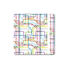 Tube Map Seamless Pattern Square Magnet