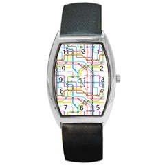 Tube Map Seamless Pattern Barrel Style Metal Watch