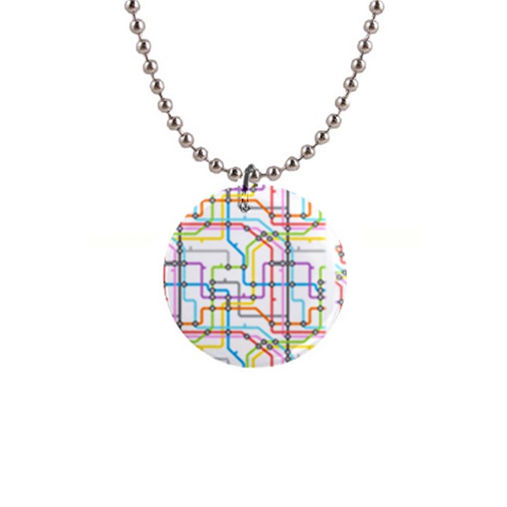 Tube Map Seamless Pattern 1  Button Necklace