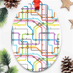 Tube Map Seamless Pattern Oval Ornament (two Sides)