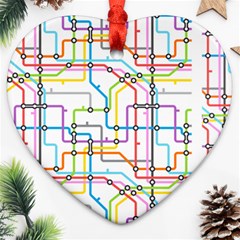 Tube Map Seamless Pattern Heart Ornament (two Sides)