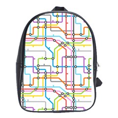 Tube Map Seamless Pattern School Bag (large) by Jancukart