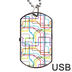 Tube Map Seamless Pattern Dog Tag Usb Flash (one Side)