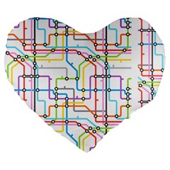 Tube Map Seamless Pattern Large 19  Premium Heart Shape Cushions by Jancukart