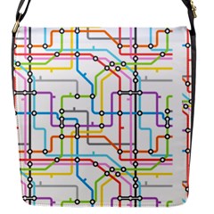 Tube Map Seamless Pattern Flap Closure Messenger Bag (s)