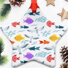 Animal Fish Bird Animals Ocean Pattern Ornament (star)