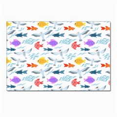 Animal Fish Bird Animals Ocean Pattern Postcard 4 x 6  (pkg Of 10) by Jancukart