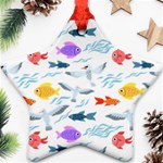 Animal Fish Bird Animals Ocean Pattern Star Ornament (Two Sides) Back