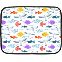 Animal Fish Bird Animals Ocean Pattern Double Sided Fleece Blanket (mini)  by Jancukart