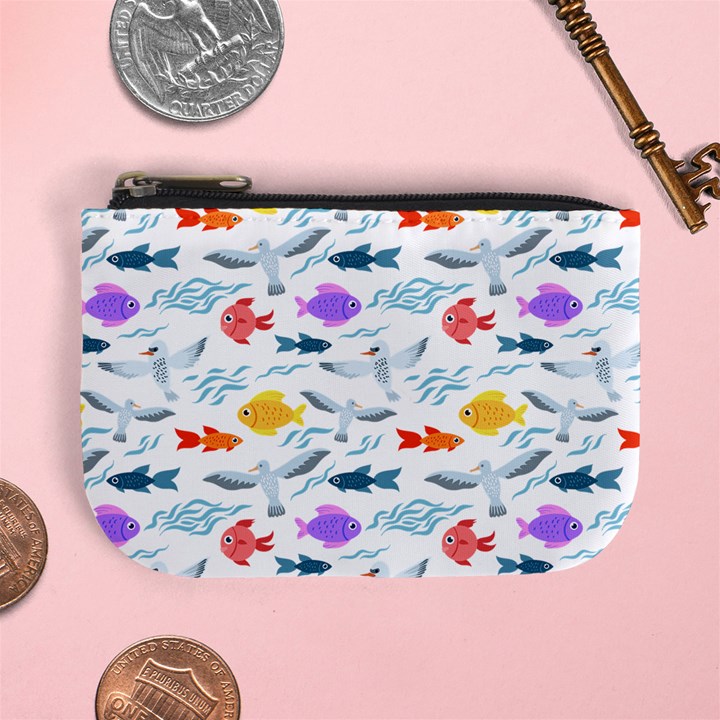 Animal Fish Bird Animals Ocean Pattern Mini Coin Purse