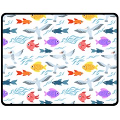 Animal Fish Bird Animals Ocean Pattern Fleece Blanket (medium) 