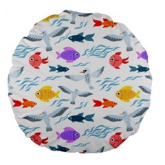 Animal Fish Bird Animals Ocean Pattern Large 18  Premium Round Cushions