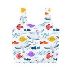 Animal Fish Bird Animals Ocean Pattern Full Print Recycle Bag (m) by Jancukart