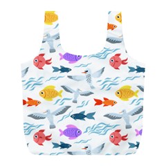 Animal Fish Bird Animals Ocean Pattern Full Print Recycle Bag (l)