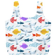 Animal Fish Bird Animals Ocean Pattern Full Print Recycle Bag (xl) by Jancukart